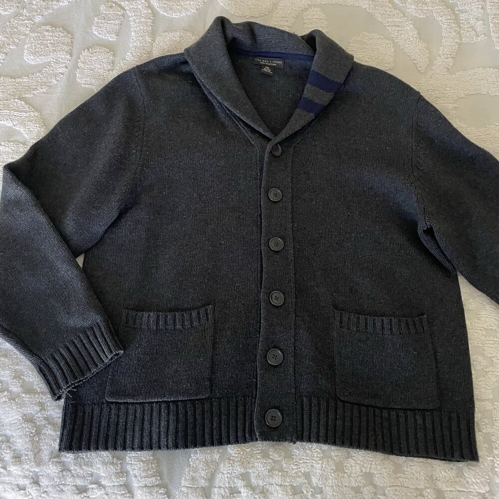The Men's Store Bloomingdale's Wool Cashmere Cardigan Sweater Charcoal XXL